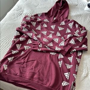 Adidas Burgundy Hoodie with All-Over Print